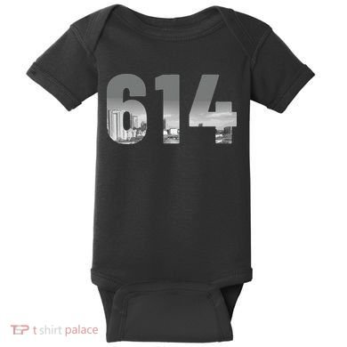 Columbus 614 Area Code Skyline Ohio Vintage Baby Bodysuit