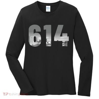 Columbus 614 Area Code Skyline Ohio Vintage Women's Long Sleeve Shirt