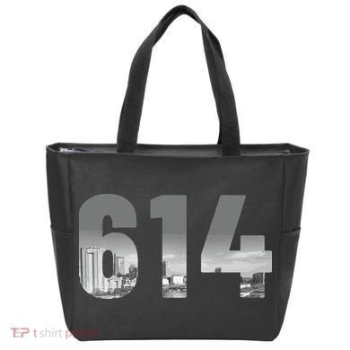 Columbus 614 Area Code Skyline Ohio Vintage Tote Bag