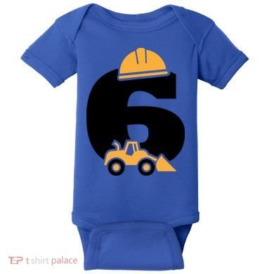  6th Birthday Construction Gift For Birthday Boy Baby Bodysuit
