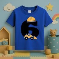 6th Birthday Construction Gift For Birthday Boy Toddler T-Shirt thumb 3