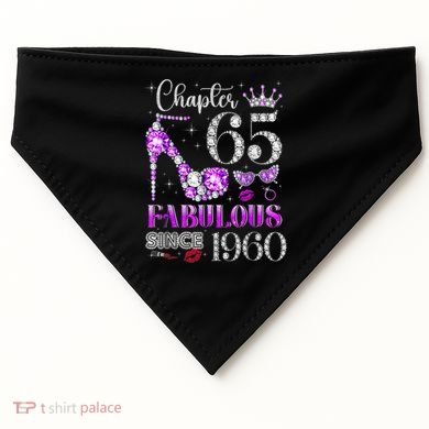 Chapter 65 Fabulous Since 1960 65th Birthday USA-Made Doggie Bandana