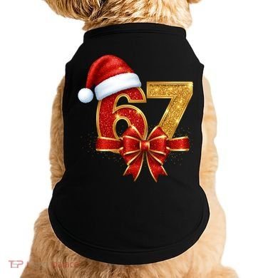 Christmas 67 Santa Hat Bow Doggie Tank
