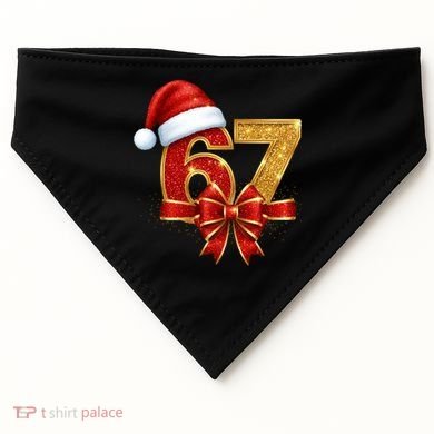 Christmas 67 Santa Hat Bow USA-Made Doggie Bandana