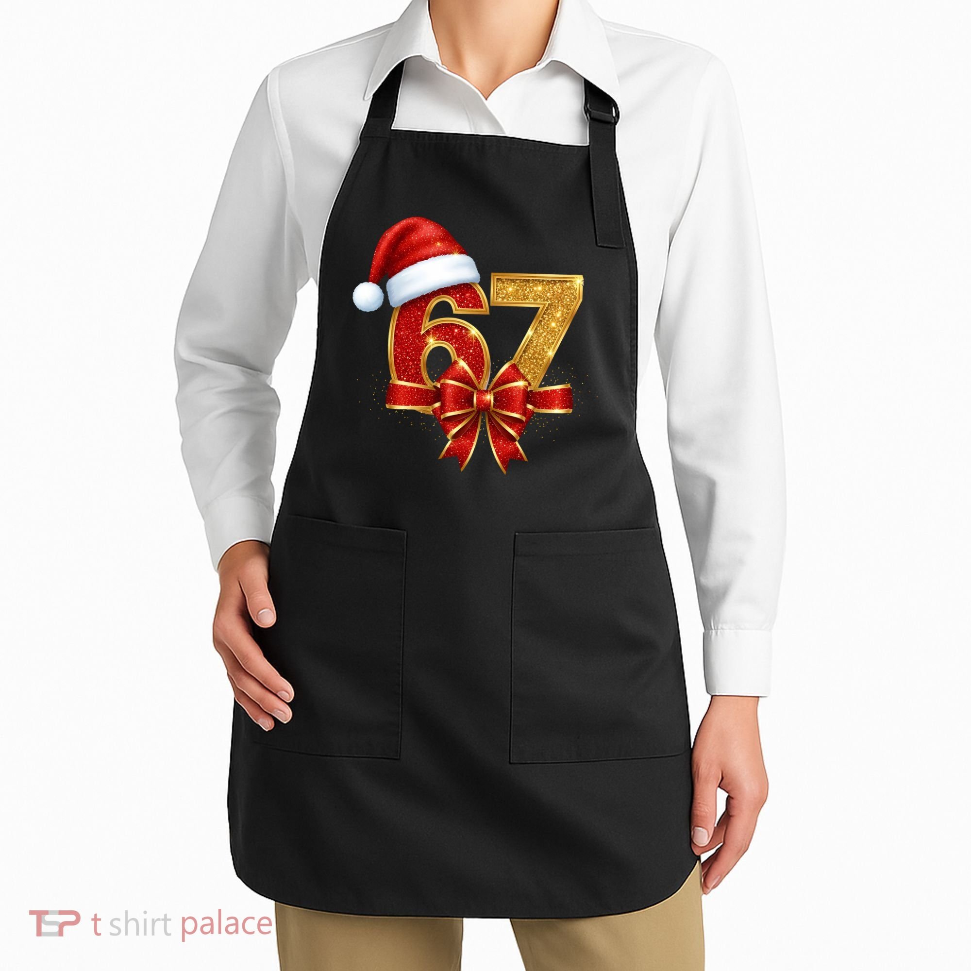 Christmas 67 Santa Hat Bow Apron