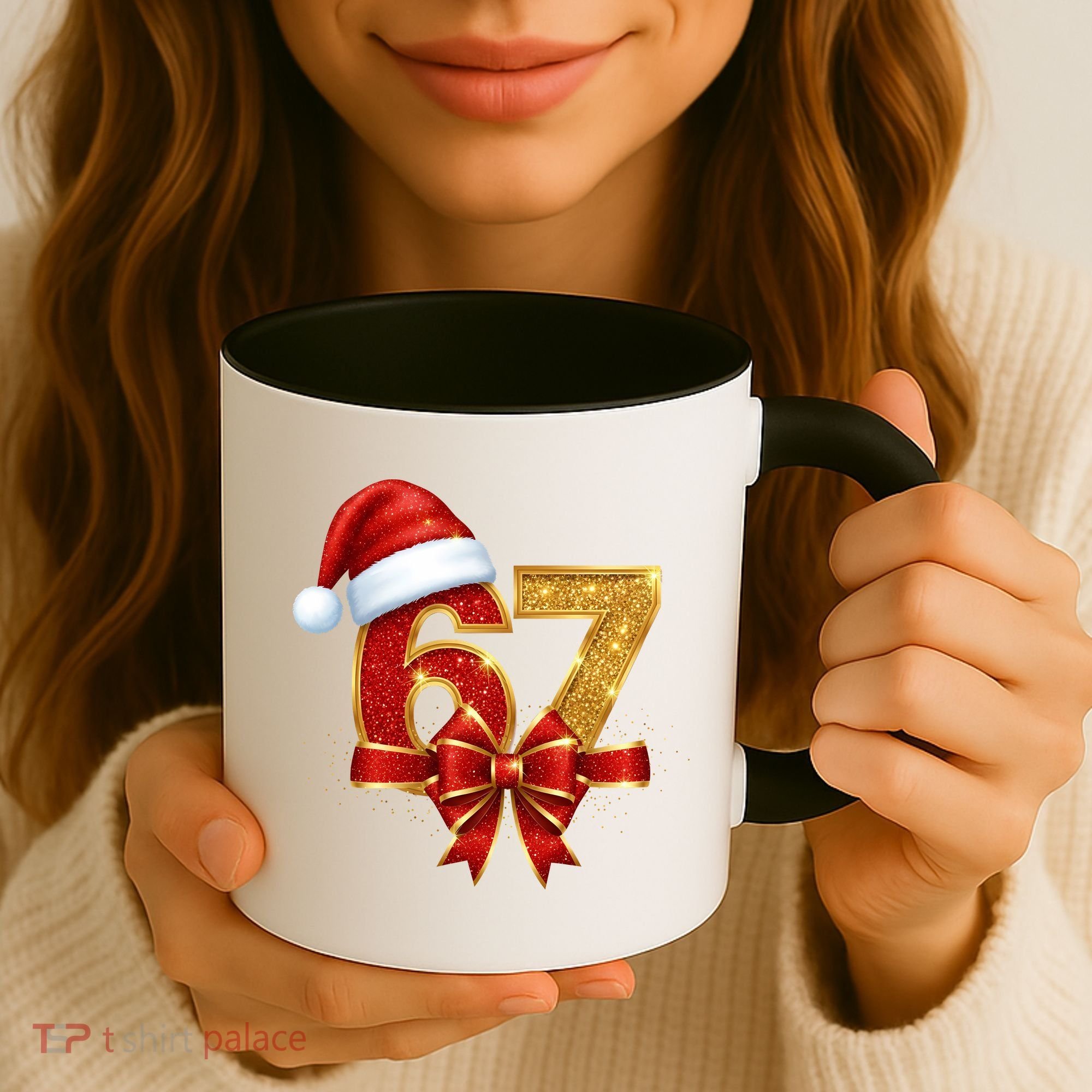 Christmas 67 Santa Hat Bow Coffee Mug