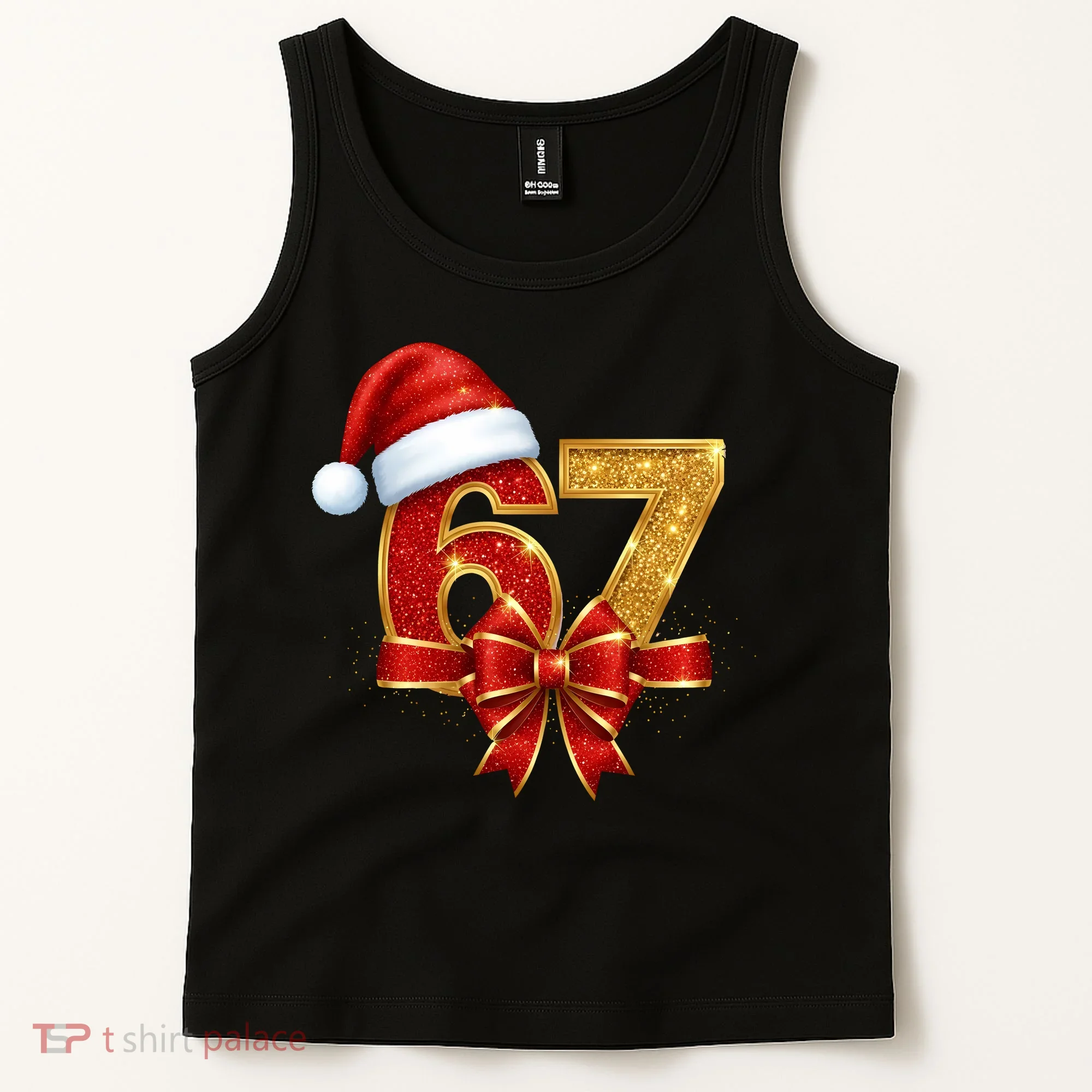 Christmas 67 Santa Hat Bow Tank Top