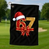 Christmas 67 Santa Hat Bow Golf Towel thumb 1
