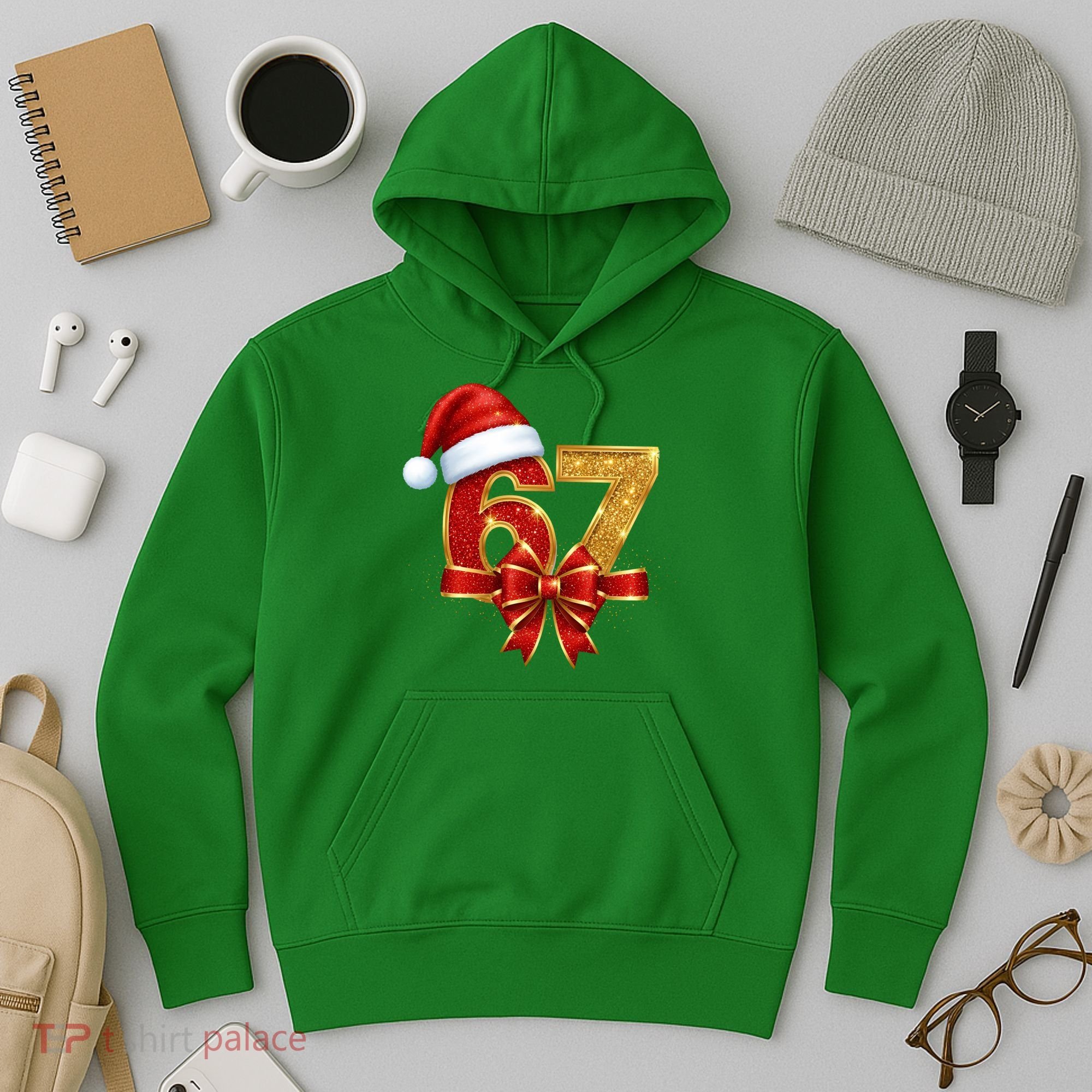 Christmas 67 Santa Hat Bow Hoodie