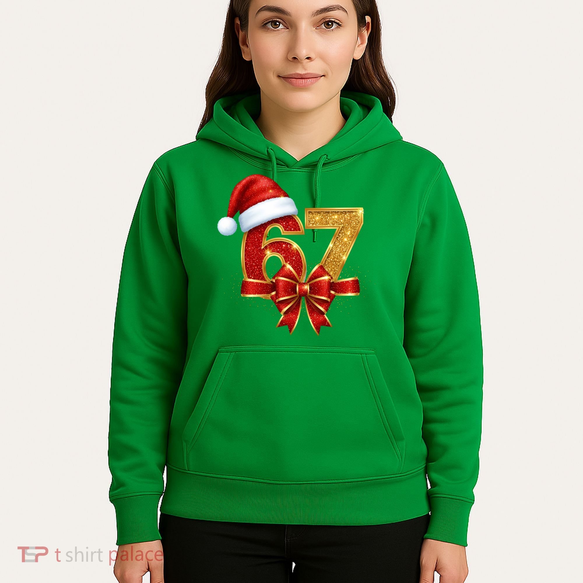 Christmas 67 Santa Hat Bow Hoodie