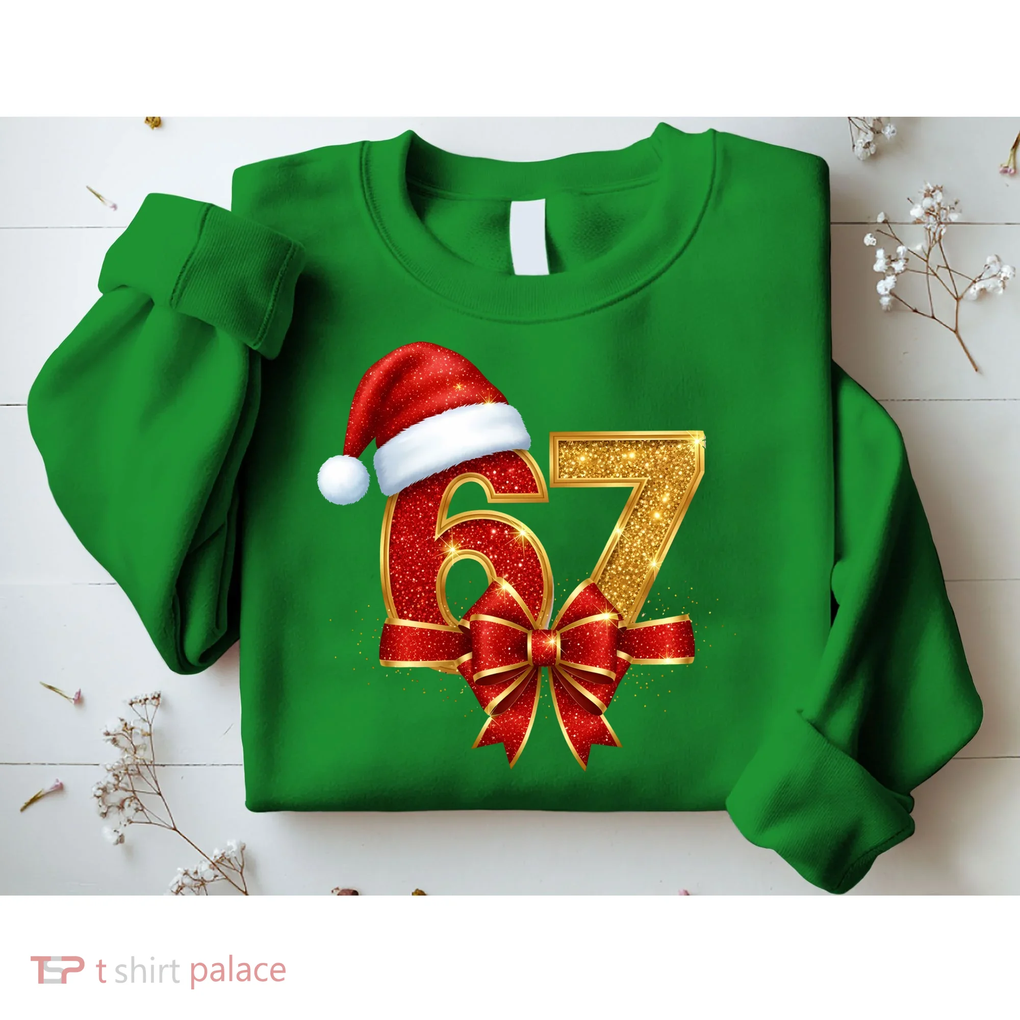 Christmas 67 Santa Hat Bow Sweatshirt