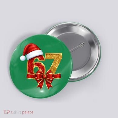 Christmas 67 Santa Hat Bow Button