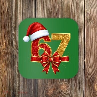 Christmas 67 Santa Hat Bow Coaster