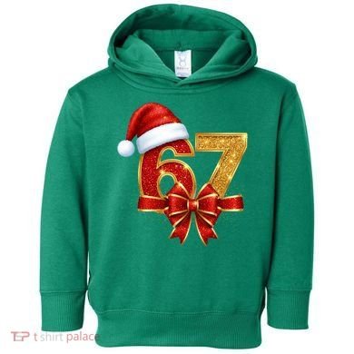Christmas 67 Santa Hat Bow Toddler Hoodie