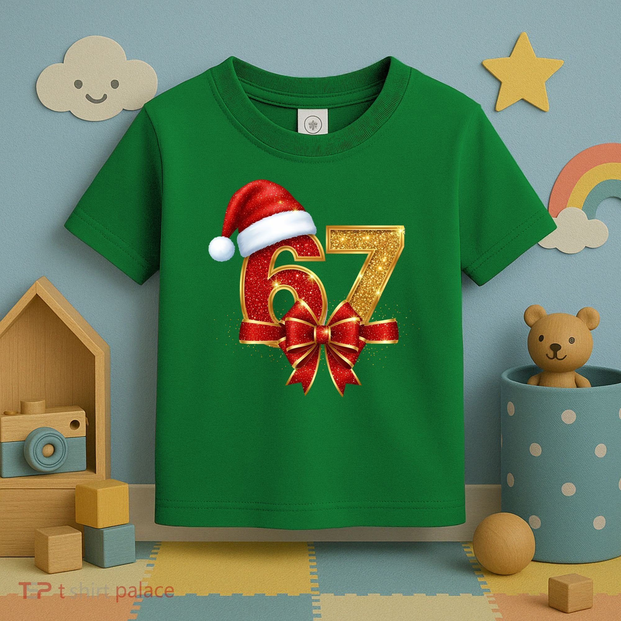 Christmas 67 Santa Hat Bow Toddler T-Shirt