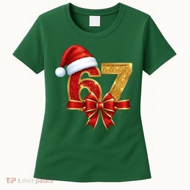 Christmas 67 Santa Hat Bow Women's T-Shirt