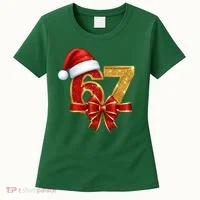 Christmas 67 Santa Hat Bow Women's T-Shirt thumb 0