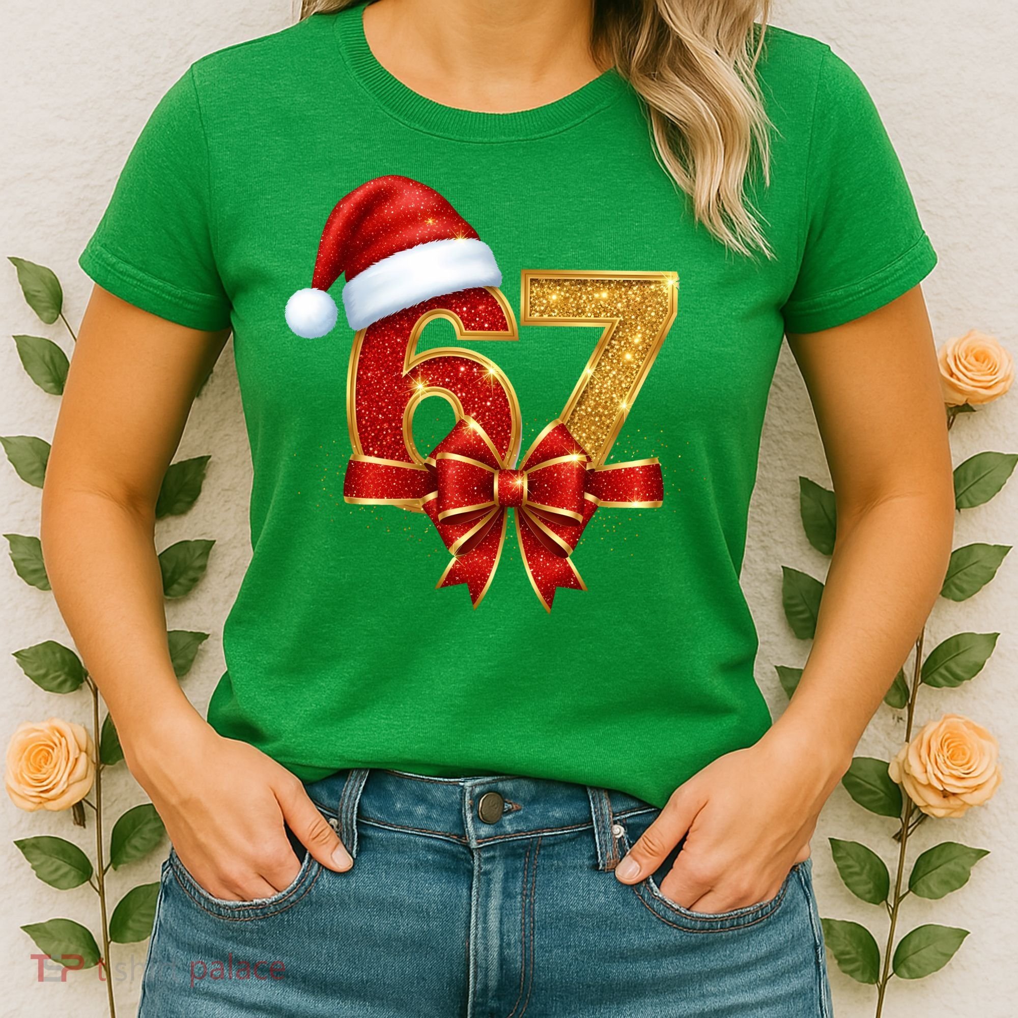 Christmas 67 Santa Hat Bow Women's T-Shirt