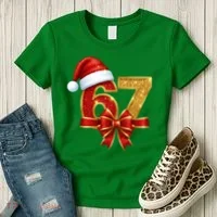 Christmas 67 Santa Hat Bow Women's T-Shirt thumb 3