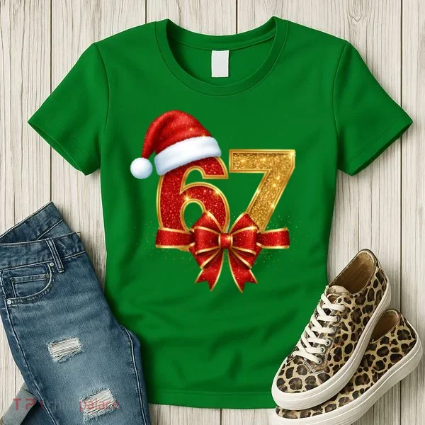 Christmas 67 Santa Hat Bow Women's T-Shirt