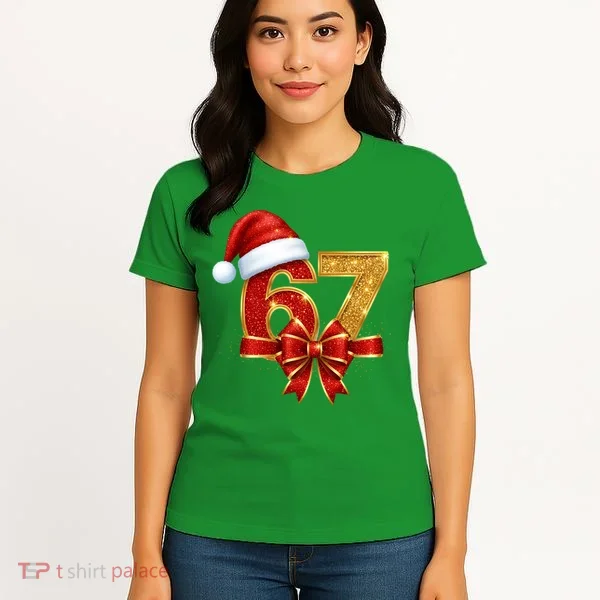Christmas 67 Santa Hat Bow Women's T-Shirt