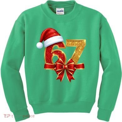 Christmas 67 Santa Hat Bow Kids Sweatshirt