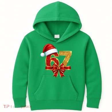 Christmas 67 Santa Hat Bow Kids Hoodie
