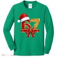 Christmas 67 Santa Hat Bow Kids Long Sleeve Shirt thumb 0