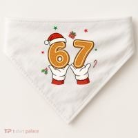 Christmas 67 Six Seven Cookies Santa 6-7 Funny USA-Made Doggie Bandana thumb 0