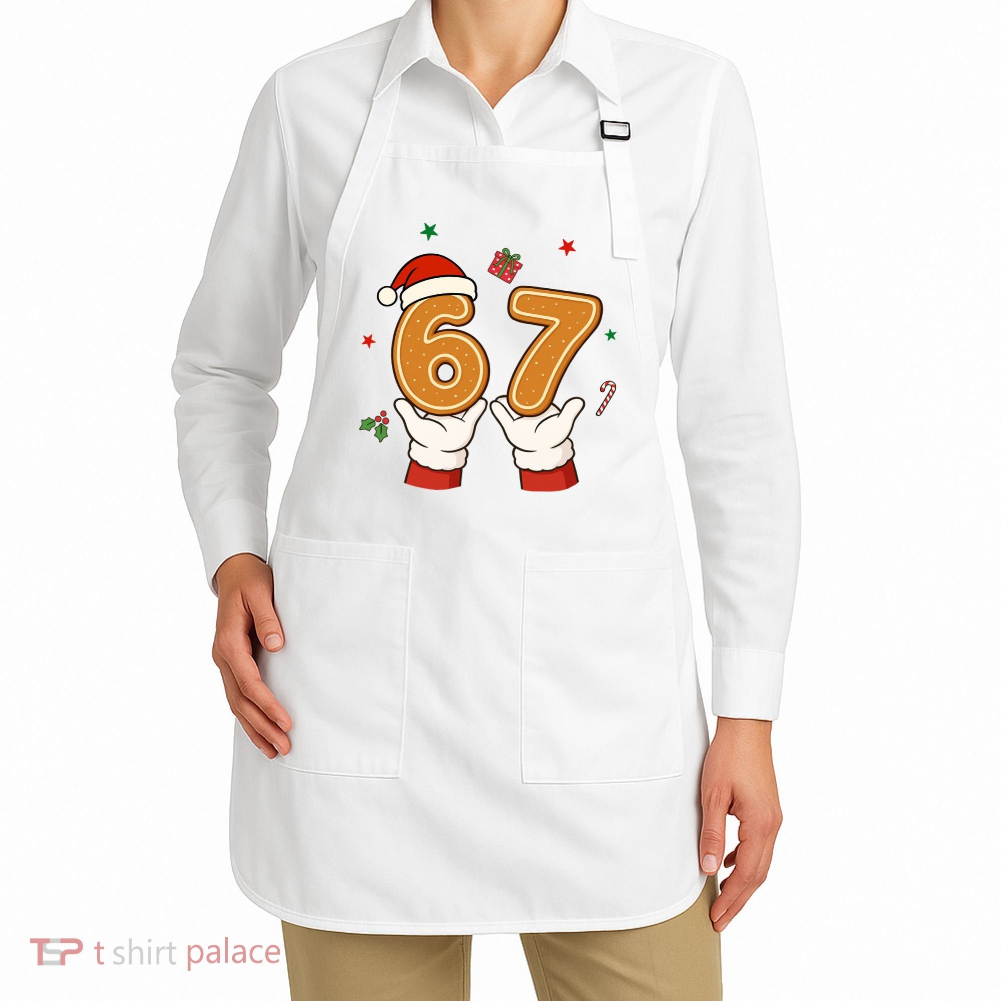 Christmas 67 Six Seven Cookies Santa 6-7 Funny Apron