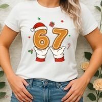 Christmas 67 Six Seven Cookies Santa 6-7 Funny Women's T-Shirt thumb 2