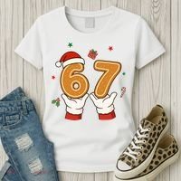 Christmas 67 Six Seven Cookies Santa 6-7 Funny Women's T-Shirt thumb 3