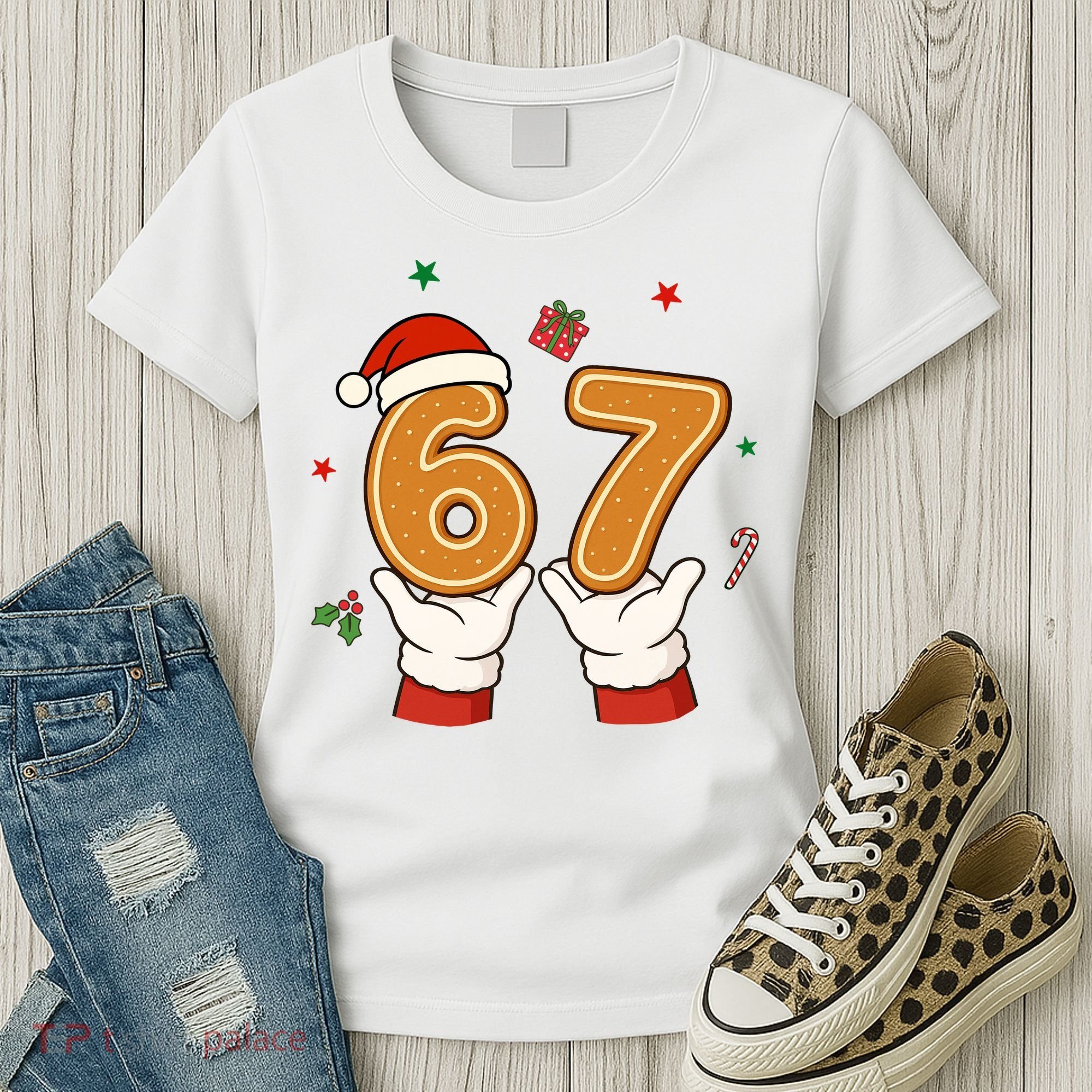Christmas 67 Six Seven Cookies Santa 6-7 Funny Women's T-Shirt