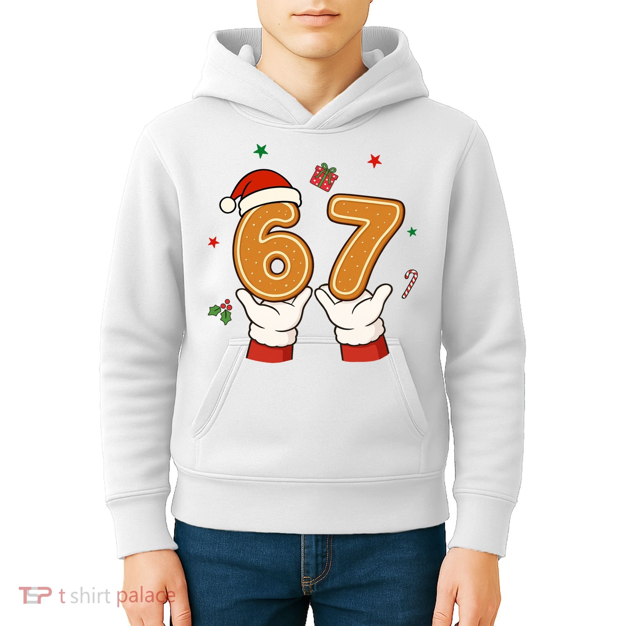 Christmas 67 Six Seven Cookies Santa 6-7 Funny Kids Hoodie