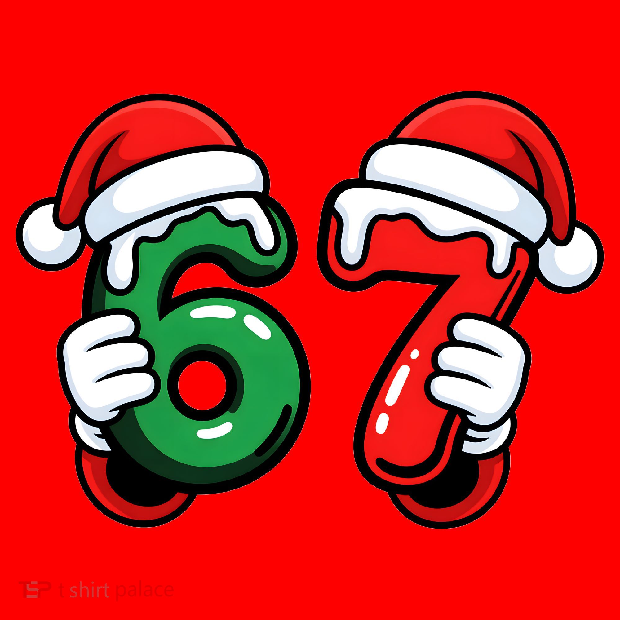 Christmas 67 Santa Hands Funny Meme 6-7 Sixty Seven Santa Hat