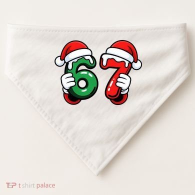 Christmas 67 Santa Hands Funny Meme 6-7 Sixty Seven USA-Made Doggie Bandana