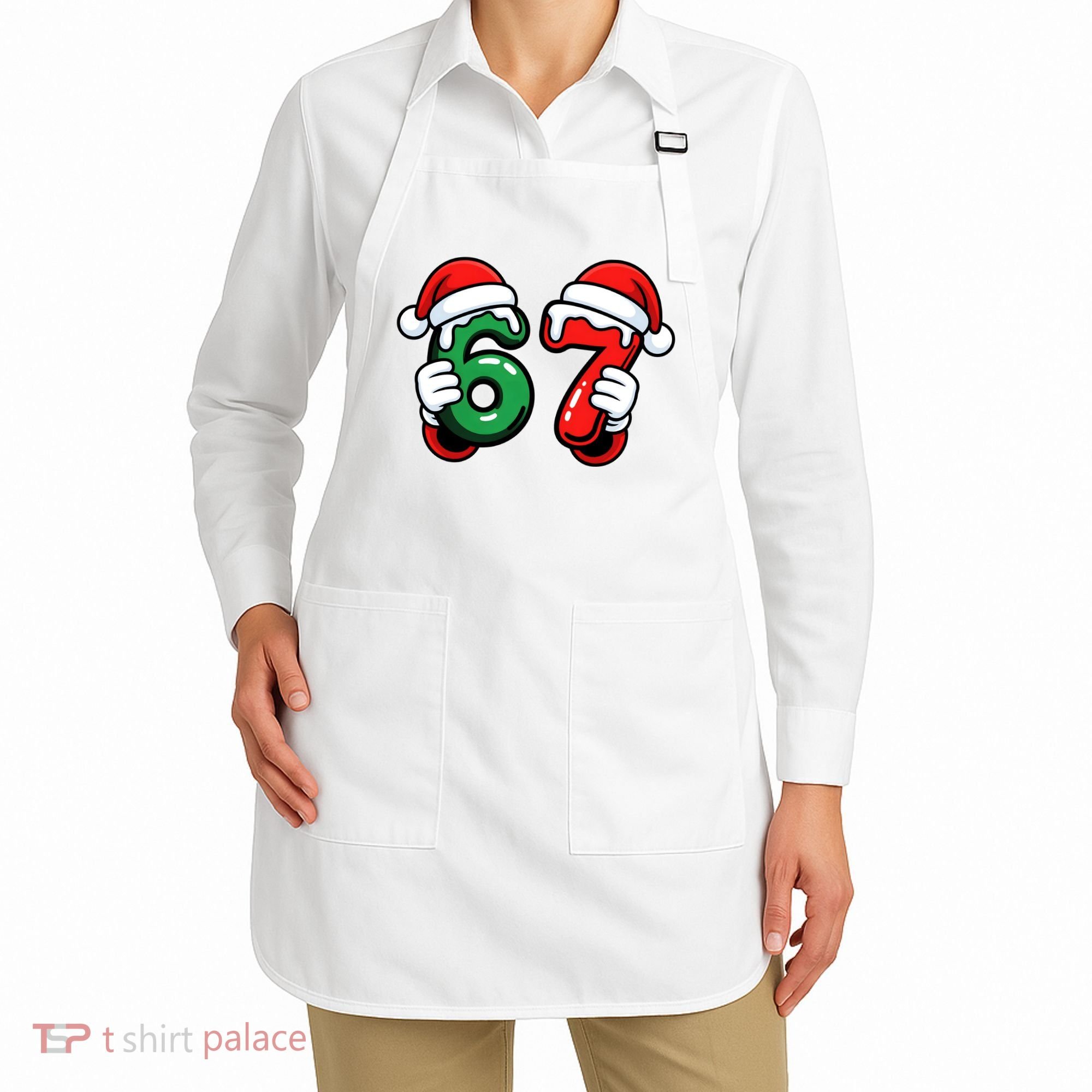 Christmas 67 Santa Hands Funny Meme 6-7 Sixty Seven Apron