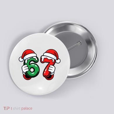Christmas 67 Santa Hands Funny Meme 6-7 Sixty Seven Button