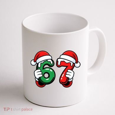 Christmas 67 Santa Hands Funny Meme 6-7 Sixty Seven Coffee Mug back