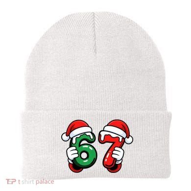 Christmas 67 Santa Hands Funny Meme 6-7 Sixty Seven Beanie