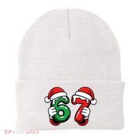 Christmas 67 Santa Hands Funny Meme 6-7 Sixty Seven Beanie thumb 0