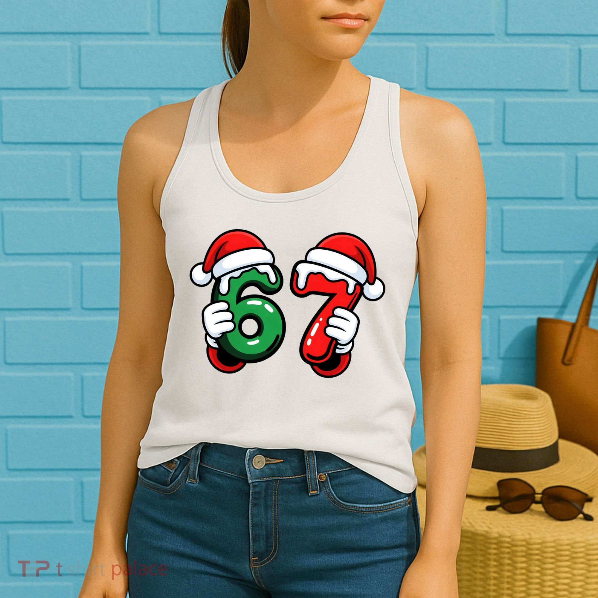 Christmas 67 Santa Hands Funny Meme 6-7 Sixty Seven Women's Tank Top
