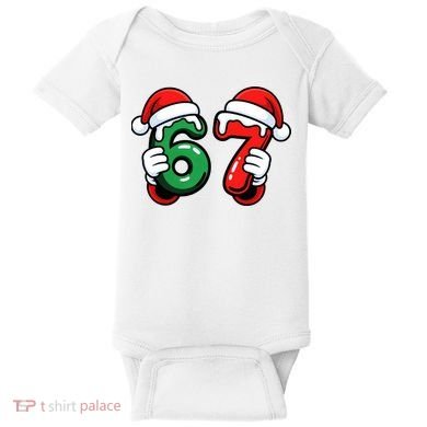 Christmas 67 Santa Hands Funny Meme 6-7 Sixty Seven Baby Bodysuit