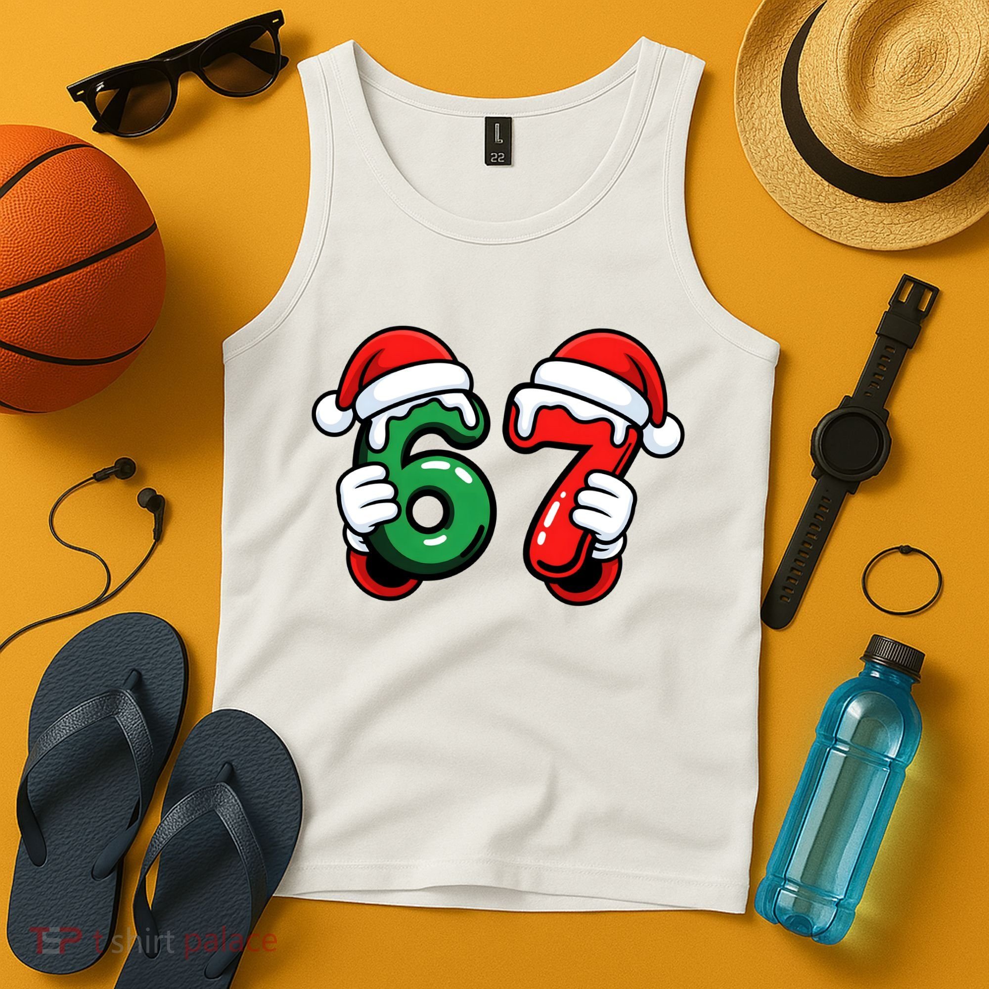 Christmas 67 Santa Hands Funny Meme 6-7 Sixty Seven Tank Top