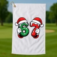 Christmas 67 Santa Hands Funny Meme 6-7 Sixty Seven Golf Towel thumb 1