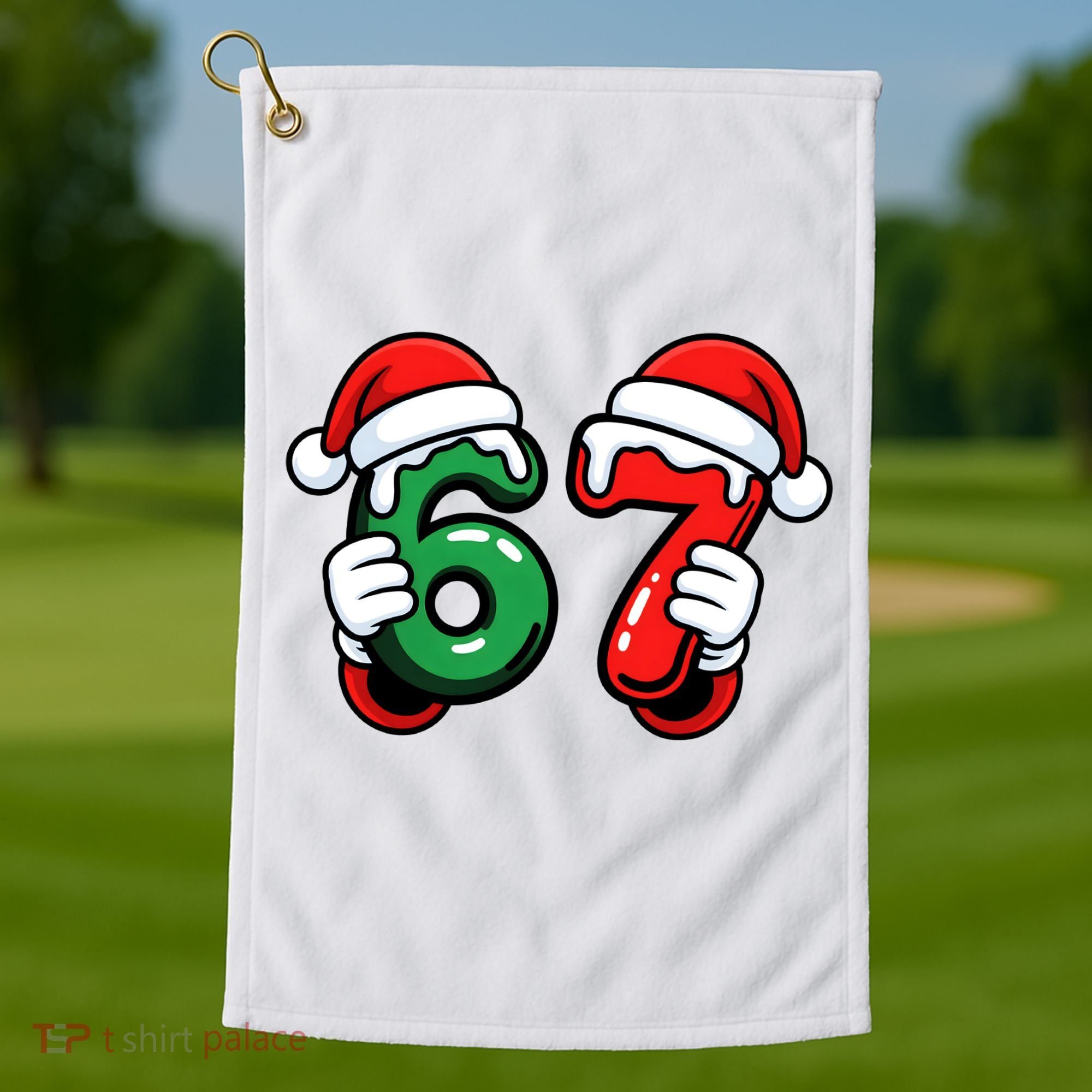 Christmas 67 Santa Hands Funny Meme 6-7 Sixty Seven Golf Towel
