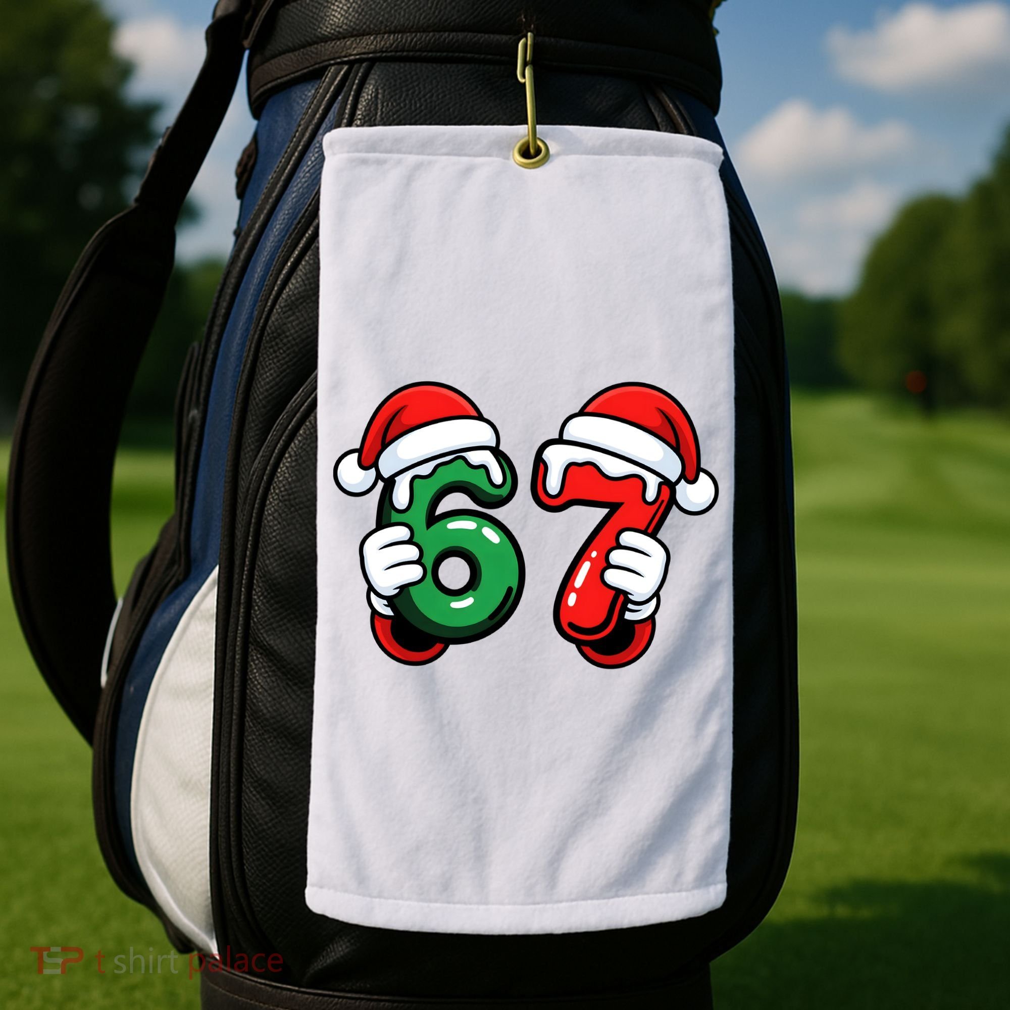 Christmas 67 Santa Hands Funny Meme 6-7 Sixty Seven Golf Towel