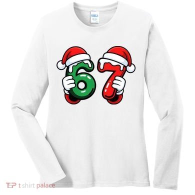 Christmas 67 Santa Hands Funny Meme 6-7 Sixty Seven Women's Long Sleeve Shirt