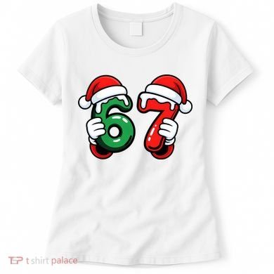 Christmas 67 Santa Hands Funny Meme 6-7 Sixty Seven Women's T-Shirt