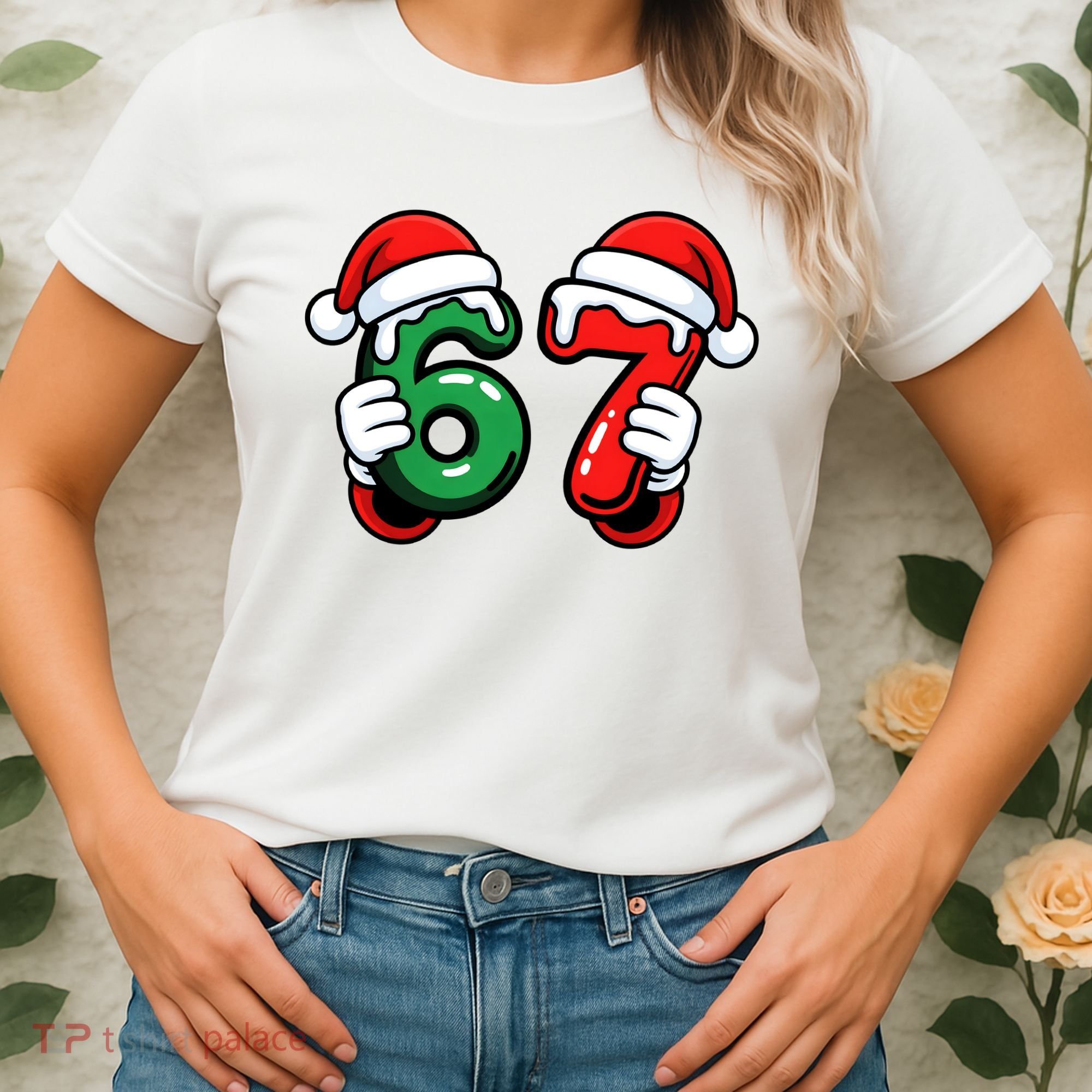 Christmas 67 Santa Hands Funny Meme 6-7 Sixty Seven Women's T-Shirt